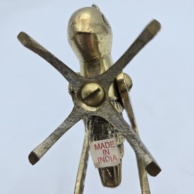 VTG Solid Brass Grasshopper Prosperity Figurine Good Luck India 4" Paperweight - Thumbnail 6