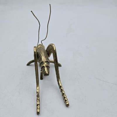 VTG Solid Brass Grasshopper Prosperity Figurine Good Luck India 4" Paperweight - Thumbnail 5