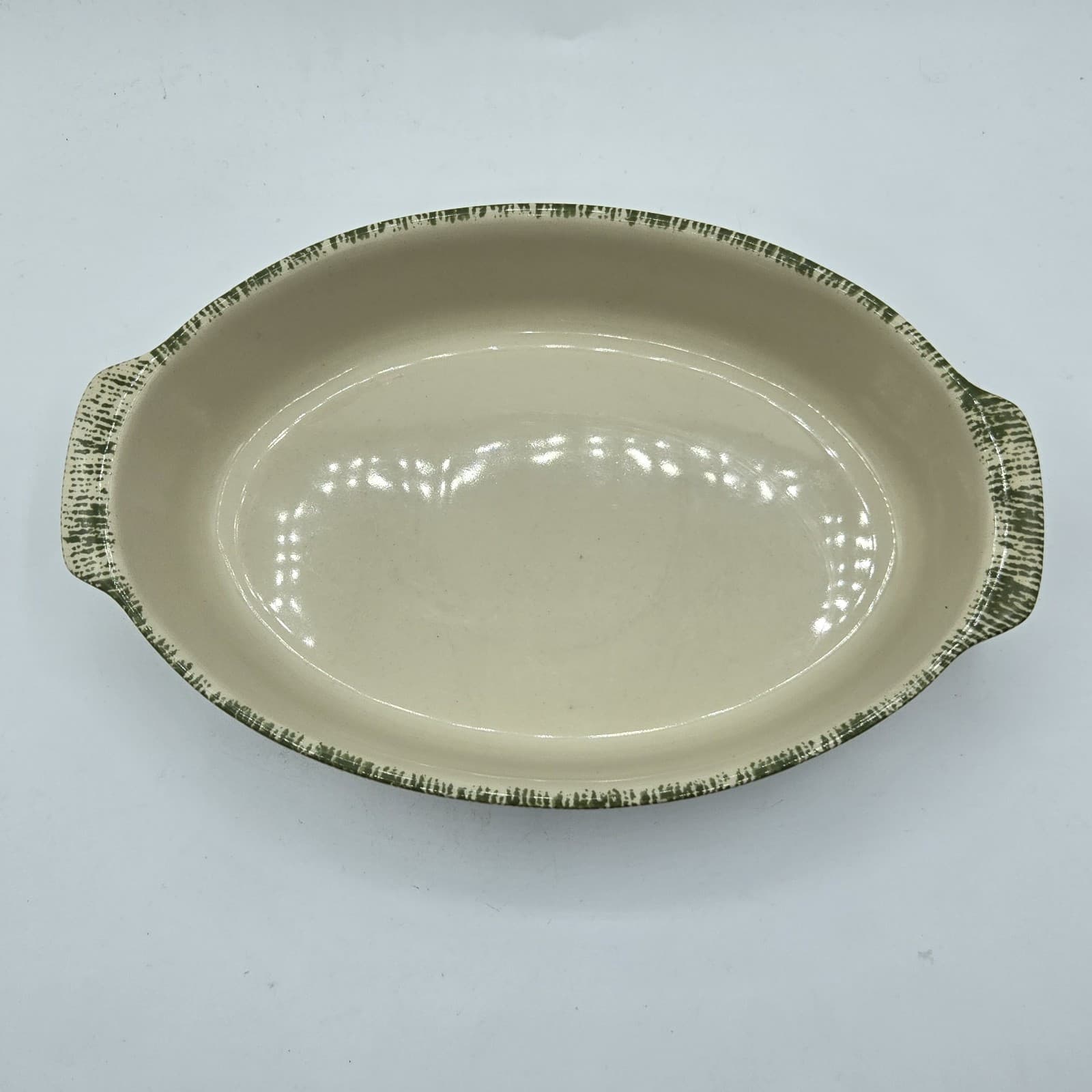 Grestel Stoneware Oval Open Casserole Baker Dish Leaves Pattern Portugal EUC - Thumbnail 5