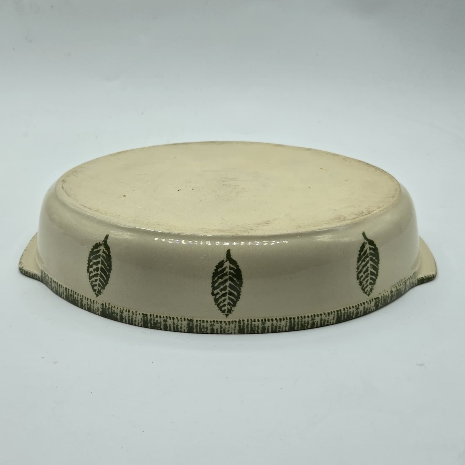 Grestel Stoneware Oval Open Casserole Baker Dish Leaves Pattern Portugal EUC - Thumbnail 7