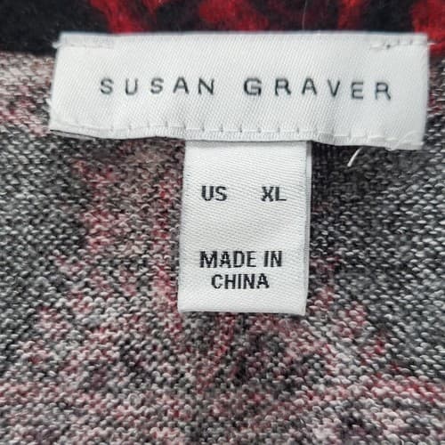 Susan Graver Womens Sweater XL Dark Red Paisley Tunic Cardigan Matched Pattern - Thumbnail 15