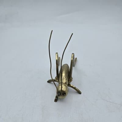 VTG Solid Brass Grasshopper Prosperity Figurine Good Luck India 4" Paperweight - Thumbnail 4
