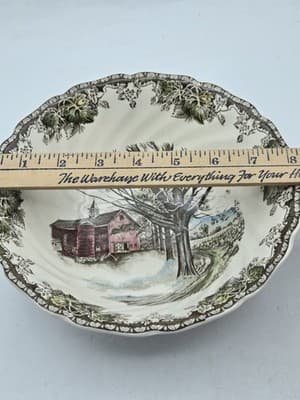 Johnson Brothers Friendly Village Bowl The Ice House 8" Vintage Iconic EUC - Thumbnail 6