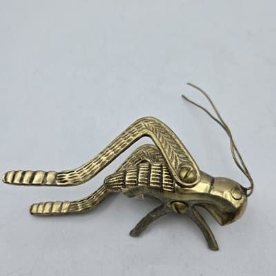 VTG Solid Brass Grasshopper Prosperity Figurine Good Luck India 4" Paperweight - Thumbnail 7