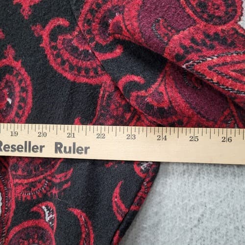 Susan Graver Womens Sweater XL Dark Red Paisley Tunic Cardigan Matched Pattern - Thumbnail 9