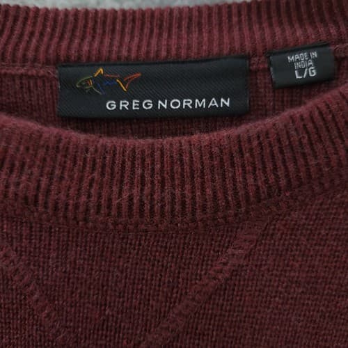 Greg Norman Mens Sweater Burgandy Large Golf Cotton Knit Classic Made in India - Thumbnail 7