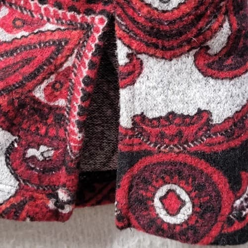 Susan Graver Womens Sweater XL Dark Red Paisley Tunic Cardigan Matched Pattern - Thumbnail 7