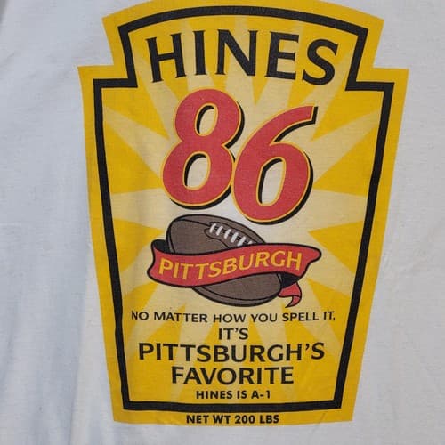Pittsbugh Steelers Hines Ward 86 Tee Shirt L White Gold Graphics Gilden Cotton - Thumbnail 3
