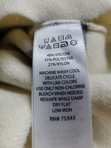 MAX STUDIO Womens Sweater Gray White S Long Cuffed Sleeve Viscose Blend Brushed - Thumbnail 9