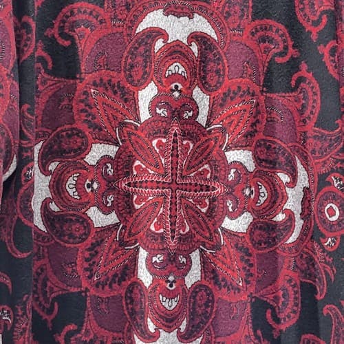 Susan Graver Womens Sweater XL Dark Red Paisley Tunic Cardigan Matched Pattern - Thumbnail 6
