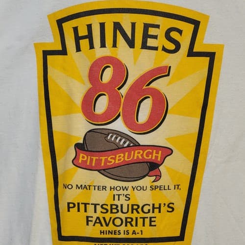 Pittsbugh Steelers Hines Ward 86 Tee Shirt L White Gold Graphics Gilden Cotton - Thumbnail 4