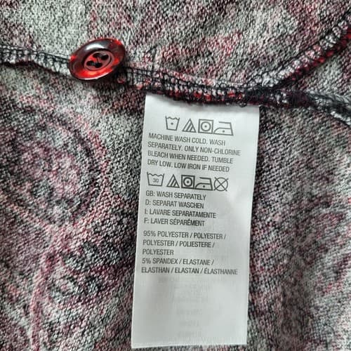 Susan Graver Womens Sweater XL Dark Red Paisley Tunic Cardigan Matched Pattern - Thumbnail 16