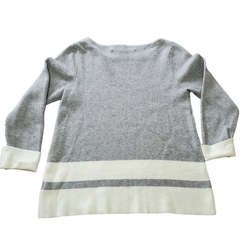 MAX STUDIO Womens Sweater Gray White S Long Cuffed Sleeve Viscose Blend Brushed - Thumbnail 3