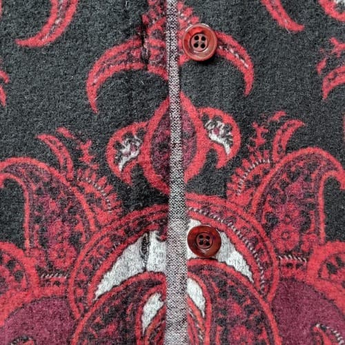 Susan Graver Womens Sweater XL Dark Red Paisley Tunic Cardigan Matched Pattern - Thumbnail 14