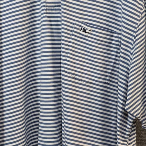 Vineyard Vines Mens Polo Shirt Blue White Stripe XL Pima Cotton Soft Comfortable - Thumbnail 4