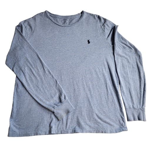 POLO Ralph Lauren Mens Shirt Light Blue L Lightweight Classic Long Sleeve Tee - Thumbnail 2