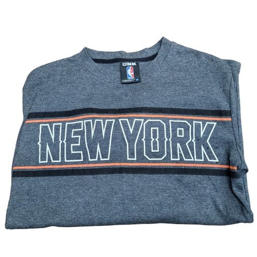 New York Knicks Mens Shirt Gray Orange S Long Sleeve Thermal Cotton Blend NBA - Thumbnail 6