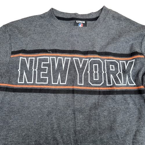 New York Knicks Mens Shirt Gray Orange S Long Sleeve Thermal Cotton Blend NBA - Thumbnail 4