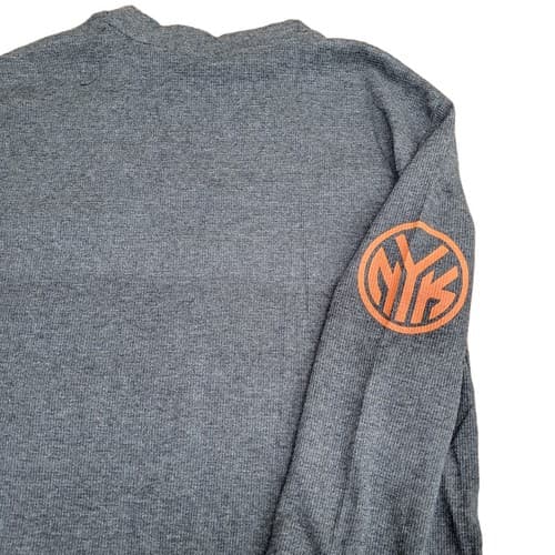 New York Knicks Mens Shirt Gray Orange S Long Sleeve Thermal Cotton Blend NBA - Thumbnail 5