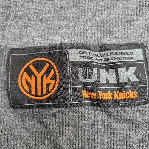 New York Knicks Mens Shirt Gray Orange S Long Sleeve Thermal Cotton Blend NBA - Thumbnail 8