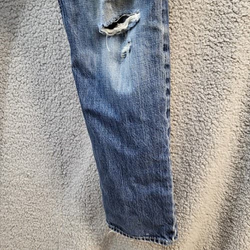 American Eagle Mens Jeans Blue 30x34 Medium Wash Distressed Straight Whiskering - Thumbnail 5