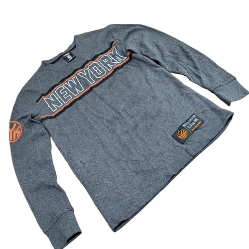New York Knicks Mens Shirt Gray Orange S Long Sleeve Thermal Cotton Blend NBA - Thumbnail 2