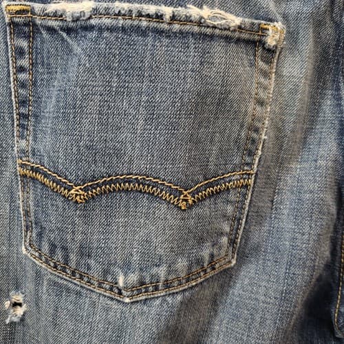 American Eagle Mens Jeans Blue 30x34 Medium Wash Distressed Straight Whiskering - Thumbnail 10