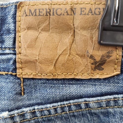 American Eagle Mens Jeans Blue 30x34 Medium Wash Distressed Straight Whiskering - Thumbnail 7