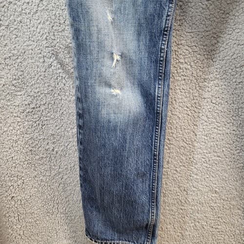American Eagle Mens Jeans Blue 30x34 Medium Wash Distressed Straight Whiskering - Thumbnail 6
