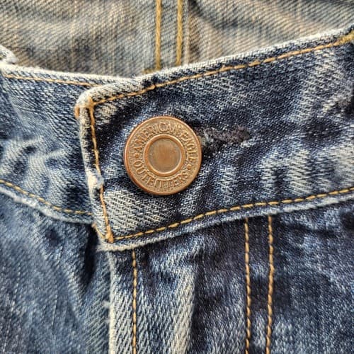 American Eagle Mens Jeans Blue 30x34 Medium Wash Distressed Straight Whiskering - Thumbnail 9