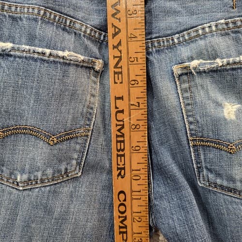American Eagle Mens Jeans Blue 30x34 Medium Wash Distressed Straight Whiskering - Thumbnail 12