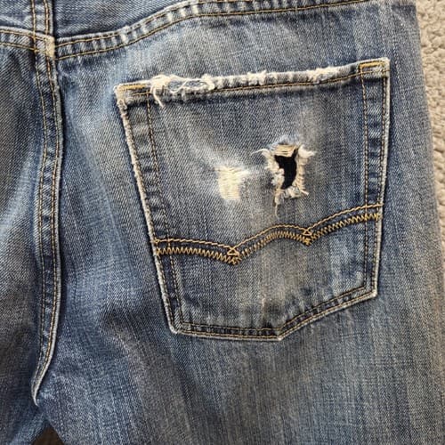 American Eagle Mens Jeans Blue 30x34 Medium Wash Distressed Straight Whiskering - Thumbnail 8