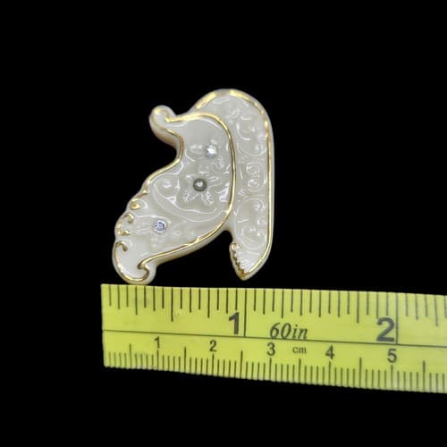 Vintage Lenox Sleigh Christmas Brooch Pin White Porcelain Rhinestone Accents - Thumbnail 6