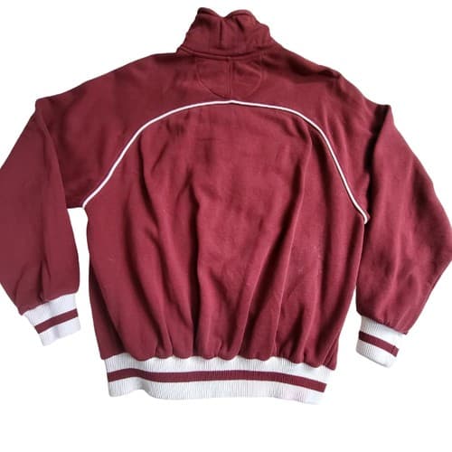 Vintage John Blair Mens Warm-up Jacket Large Burgandy Cotton Full Zip Roomy - Thumbnail 2