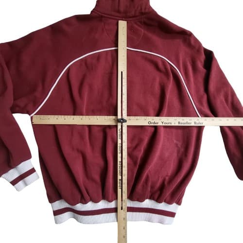 Vintage John Blair Mens Warm-up Jacket Large Burgandy Cotton Full Zip Roomy - Thumbnail 11