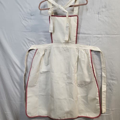 Dandomia Crafts Bib Apron Pot Holder Set White Pink Handpainted Phillipines - Thumbnail 2