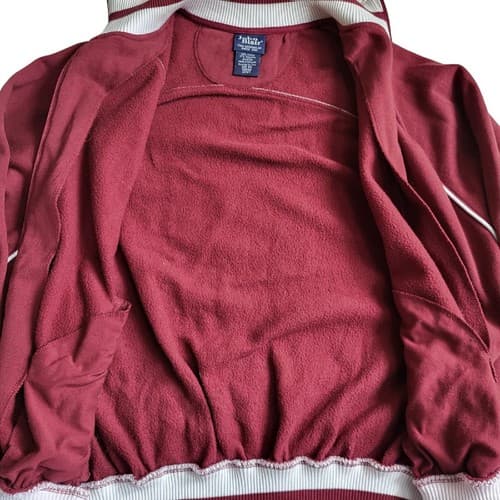 Vintage John Blair Mens Warm-up Jacket Large Burgandy Cotton Full Zip Roomy - Thumbnail 4