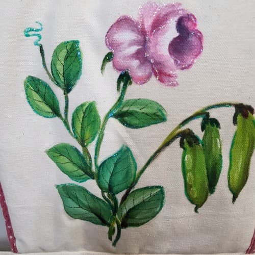 Dandomia Crafts Bib Apron Pot Holder Set White Pink Handpainted Phillipines - Thumbnail 5