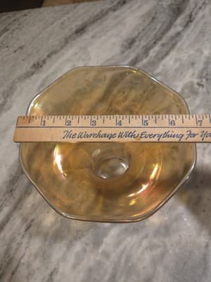 Vintage Imperial Glass Trumpet Vase Marigold Iridescent Morning Glory 8.5" - Thumbnail 11
