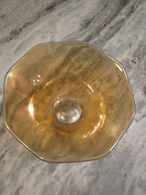 Vintage Imperial Glass Trumpet Vase Marigold Iridescent Morning Glory 8.5" - Thumbnail 3