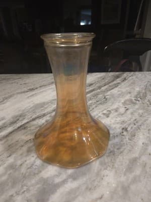 Vintage Imperial Glass Trumpet Vase Marigold Iridescent Morning Glory 8.5" - Thumbnail 4