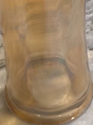 Vintage Imperial Glass Trumpet Vase Marigold Iridescent Morning Glory 8.5" - Thumbnail 8