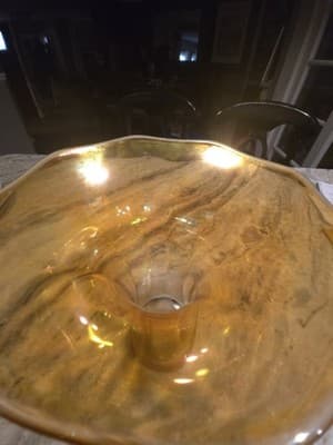 Vintage Imperial Glass Trumpet Vase Marigold Iridescent Morning Glory 8.5" - Thumbnail 6