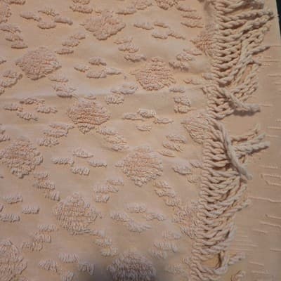 Vintage Light Pink Queen Chenille Bedspread 100% Cotton Full Fringe Made India - Thumbnail 4