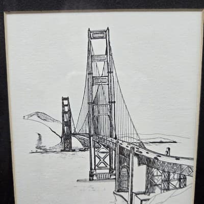 Diarmuid Harrington San Francisco Iconic Landmarks Artist Signed Matted Framed - Thumbnail 2
