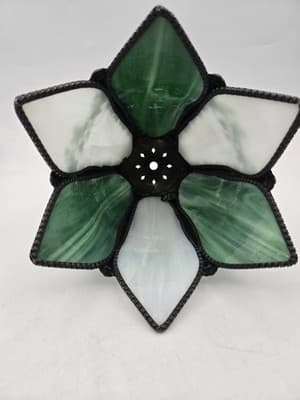 Vintage Reproduction Tulip Slag Glass Shade Plastic Lightweight Green Ivy - Thumbnail 3