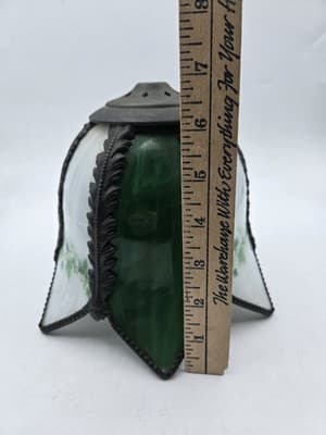 Vintage Reproduction Tulip Slag Glass Shade Plastic Lightweight Green Ivy - Thumbnail 7