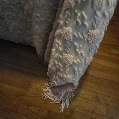 Vintage Light Pink Queen Chenille Bedspread 100% Cotton Full Fringe Made India - Thumbnail 3