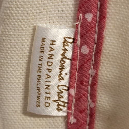 Dandomia Crafts Bib Apron Pot Holder Set White Pink Handpainted Phillipines - Thumbnail 8