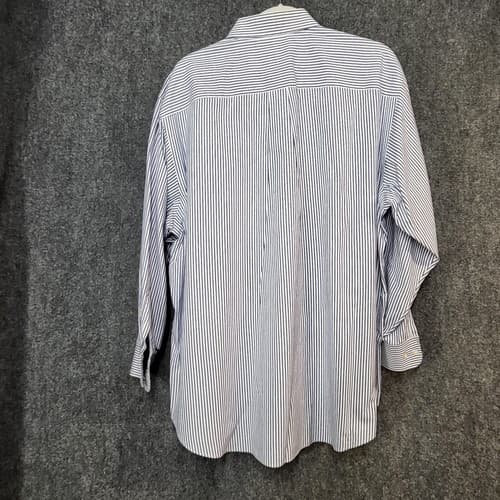 Grant Thomas Mens Shirt Dress Button Down Blue White Stripe 17 1/2 32-33 Cotton - Thumbnail 3